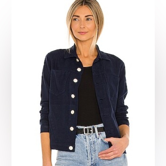 L’AGENCE Celine Slim Femme Jacket Marine Navy Blue Linen Casual Women’s Small - Picture 1 of 12